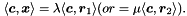 \[ \langle \vect{c}, \vect{x} \rangle = \lambda \langle \vect{c}, \vect{r}_1 \rangle (or = \mu \langle \vect{c}, \vect{r}_2 \rangle). \]
