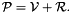 \[ \cP = \mathcal{V} + \mathcal{R}. \]