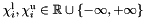 $\chi_i^\mathrm{l}, \chi_i^\mathrm{u} \in \Rset \union \{ -\infty, +\infty \}$