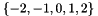 $\{-2, -1, 0, 1, 2\}$