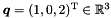 $\vect{q} = (1, 0, 2)^\transpose \in \Rset^3$